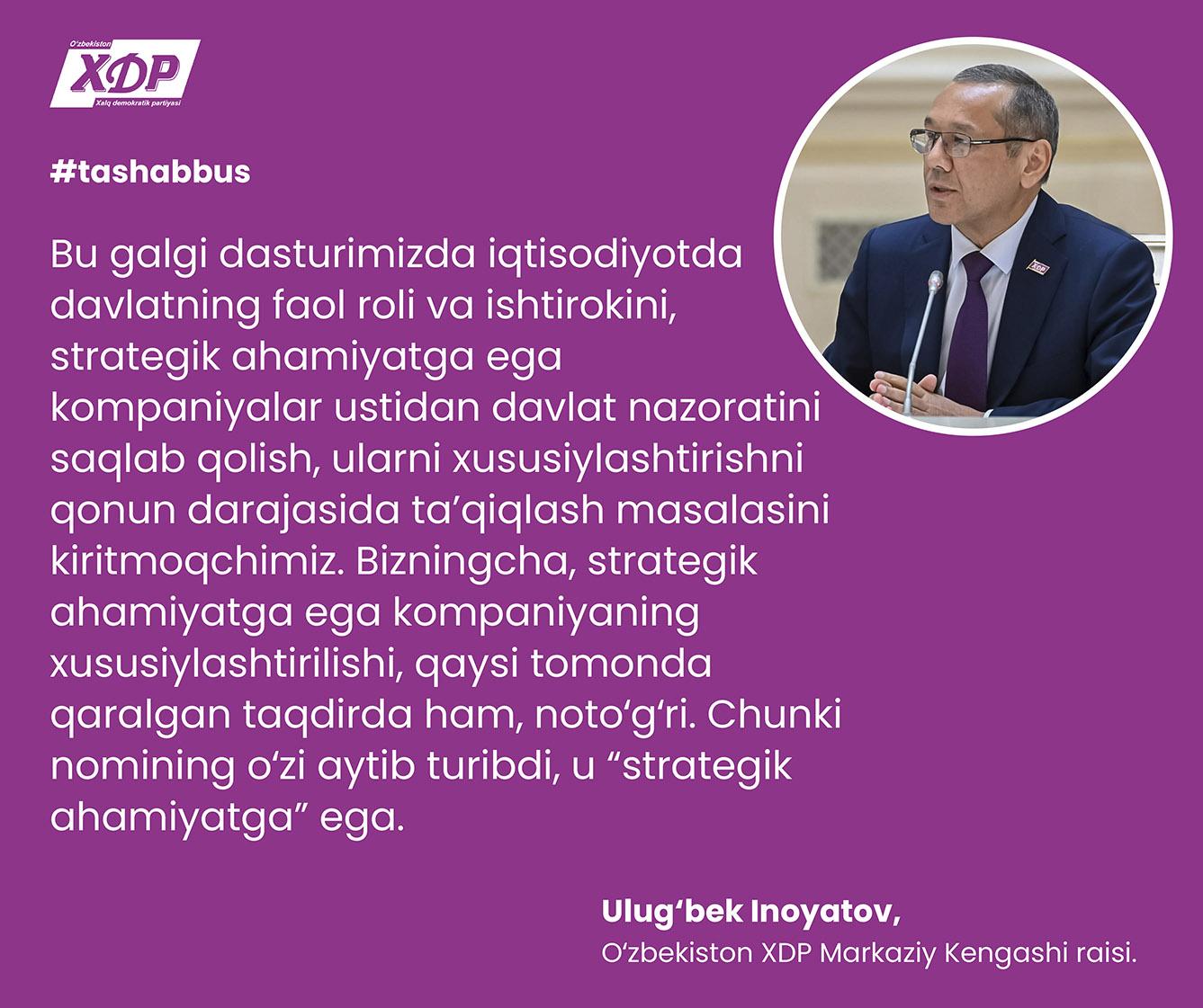 O‘zbekiston XDP qanday yangi tashabbuslarni ilgari surmoqchi?