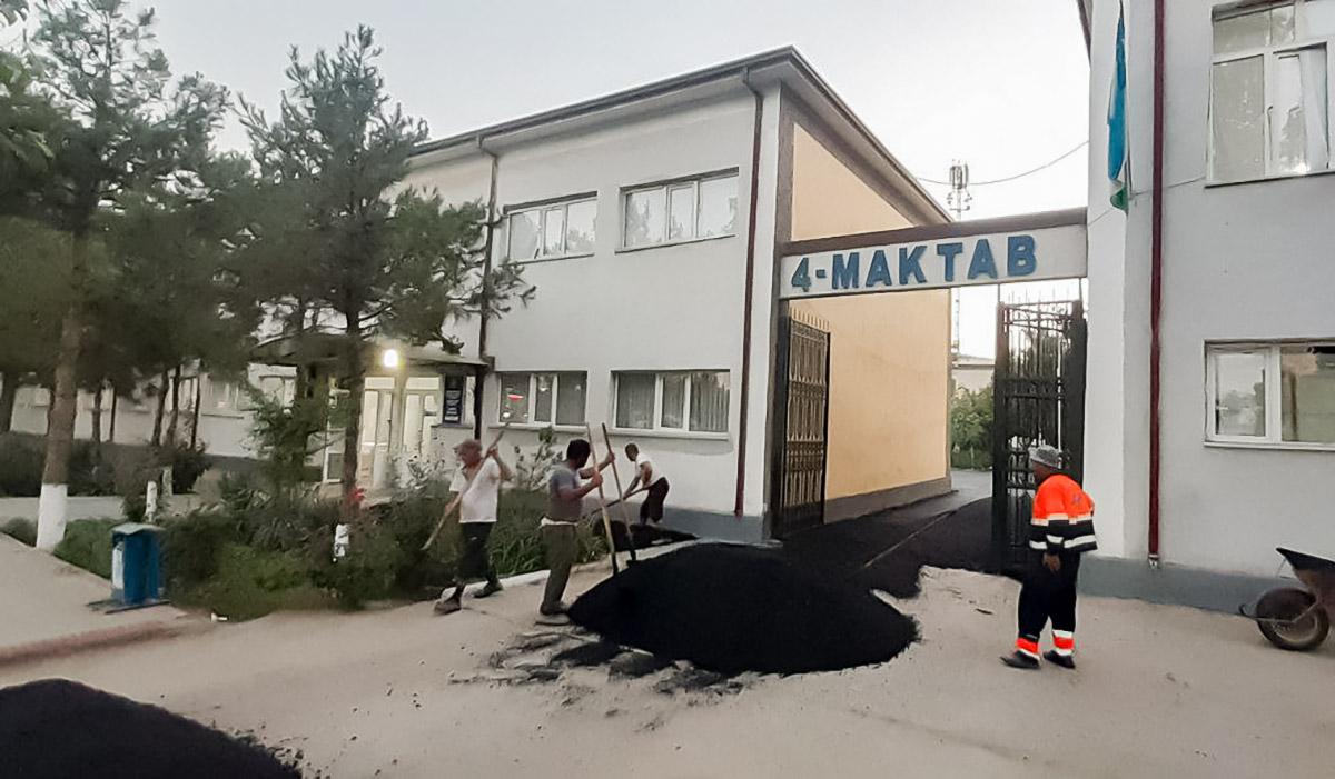 Deputat maktab hududini asfaltlash ishlariga boshchilik qildi