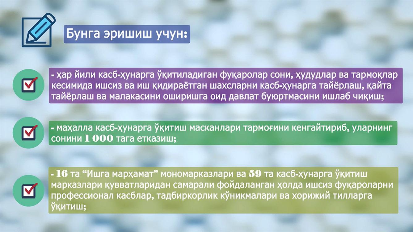 37 мақсад: Тараққиёт стратегиясини 2022 йилда амалга ошириш бўйича “йўл харитаси”