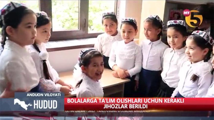 Болаларга таълим олишлари учун керакли жиҳозлар берилди (видео)